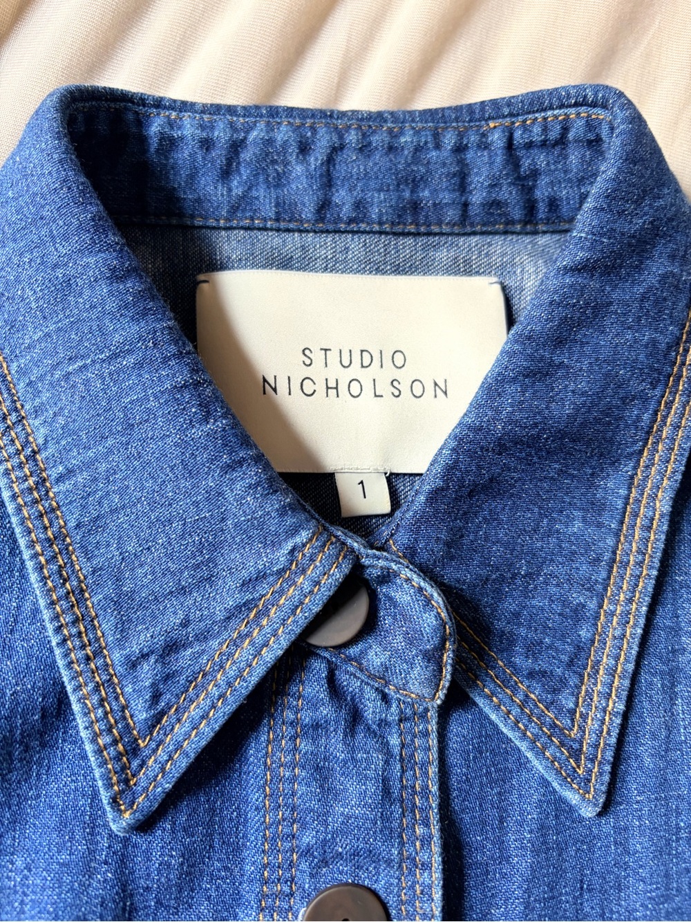 Studio Nicholson Blue Denim Button-Down Shirt - Picture 3 of 10